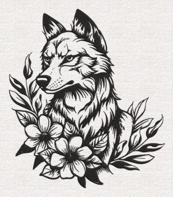 WOLF FLOWER EMBROIDERY SWEATSHIRTS